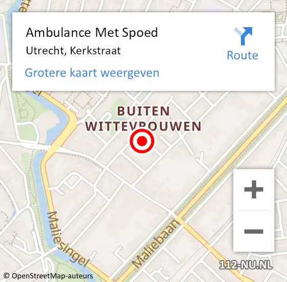 Locatie op kaart van de 112 melding: Ambulance Met Spoed Naar Utrecht, Kerkstraat op 7 juli 2015 12:19