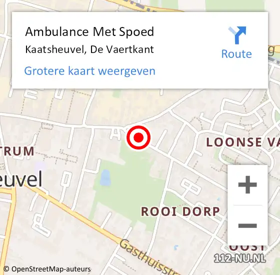 Locatie op kaart van de 112 melding: Ambulance Met Spoed Naar Kaatsheuvel, De Vaertkant op 7 juli 2015 12:29