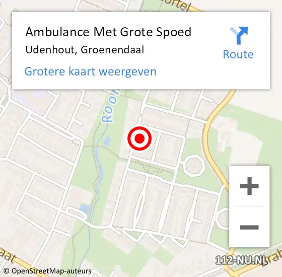 Locatie op kaart van de 112 melding: Ambulance Met Grote Spoed Naar Udenhout, Groenendaal op 7 juli 2015 18:17