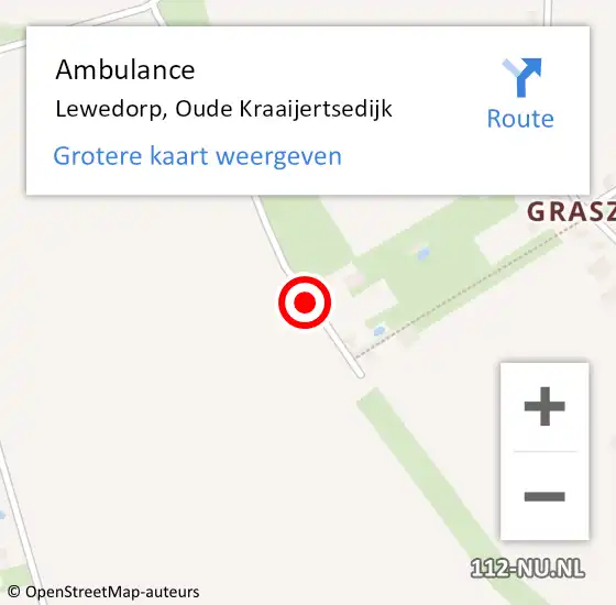 Locatie op kaart van de 112 melding: Ambulance Lewedorp, Oude Kraaijertsedijk op 7 juli 2015 18:33