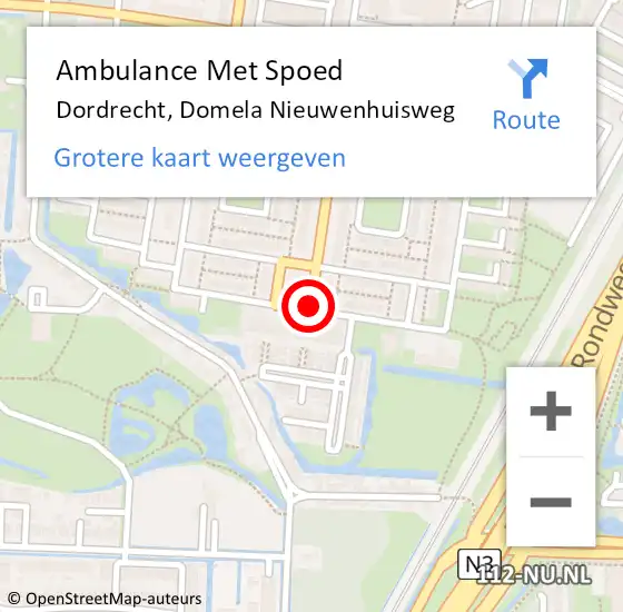 Locatie op kaart van de 112 melding: Ambulance Met Spoed Naar Dordrecht, Domela Nieuwenhuisweg op 7 juli 2015 19:42
