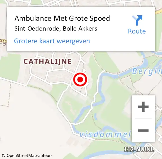 Locatie op kaart van de 112 melding: Ambulance Met Grote Spoed Naar Sint-Oedenrode, Bolle Akkers op 7 juli 2015 20:06