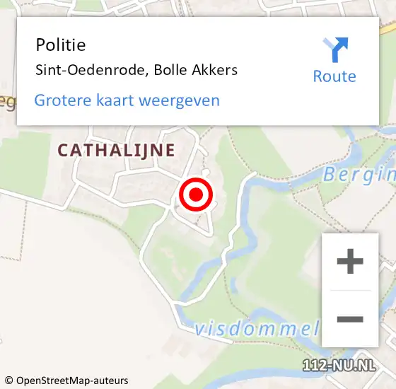 Locatie op kaart van de 112 melding: Politie Sint-Oedenrode, Bolle Akkers op 7 juli 2015 21:00