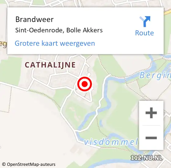 Locatie op kaart van de 112 melding: Brandweer Sint-Oedenrode, Bolle Akkers op 8 juli 2015 16:34