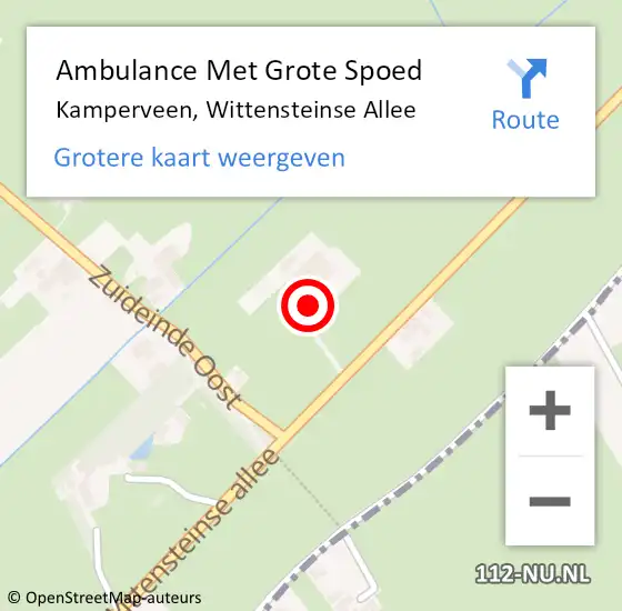 Locatie op kaart van de 112 melding: Ambulance Met Grote Spoed Naar Kamperveen, Wittensteinse Allee op 8 juli 2015 21:44