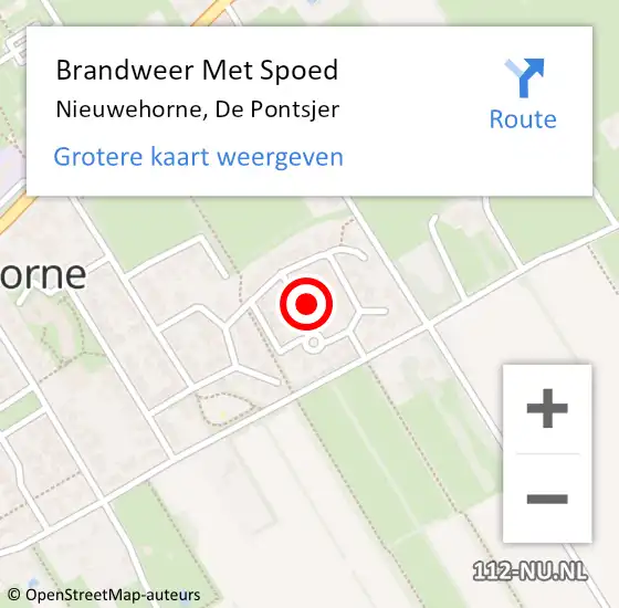 Locatie op kaart van de 112 melding: Brandweer Met Spoed Naar Nieuwehorne, De Pontsjer op 9 juli 2015 00:29
