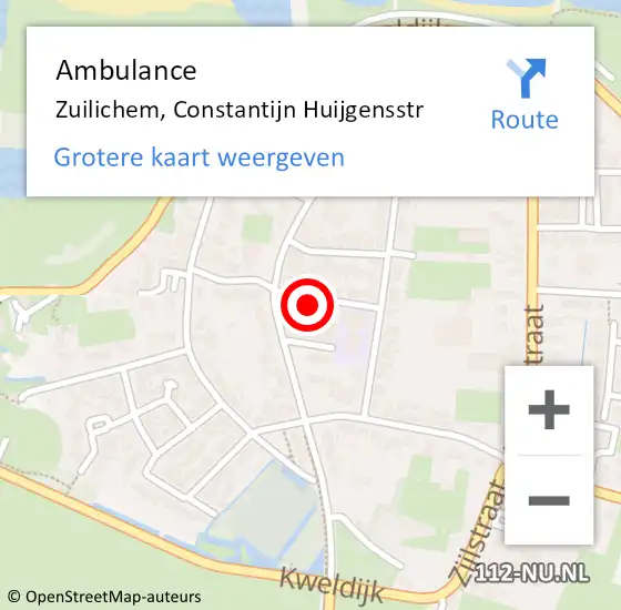 Locatie op kaart van de 112 melding: Ambulance Zuilichem, Constantijn Huijgensstr op 13 november 2013 16:06