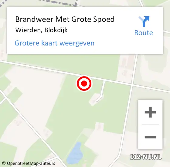 Locatie op kaart van de 112 melding: Brandweer Met Grote Spoed Naar Wierden, Blokdijk op 9 juli 2015 12:01