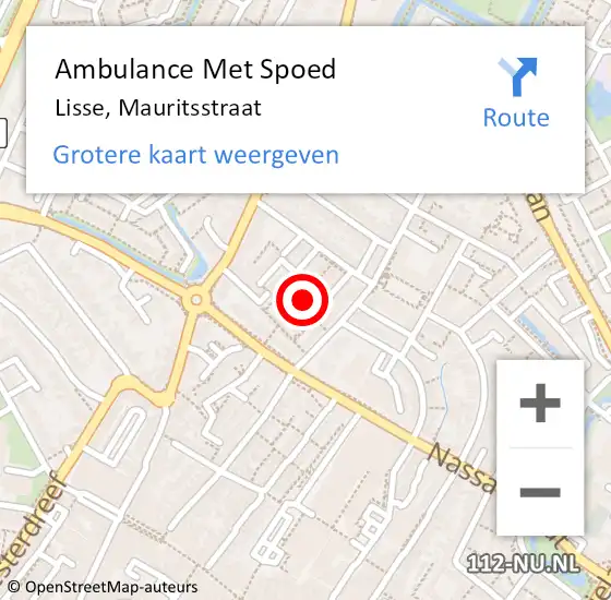 Locatie op kaart van de 112 melding: Ambulance Met Spoed Naar Lisse, Mauritsstraat op 9 juli 2015 17:07
