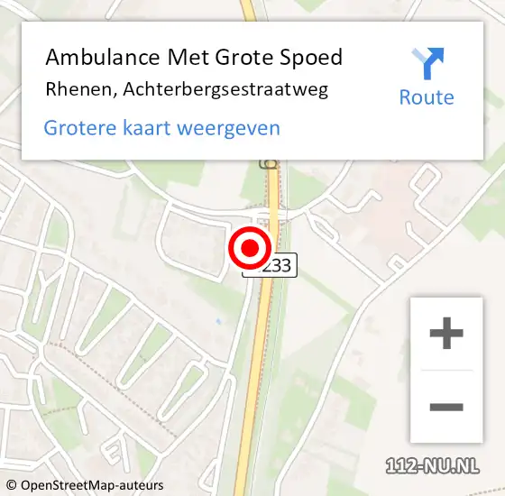 Locatie op kaart van de 112 melding: Ambulance Met Grote Spoed Naar Rhenen, Achterbergsestraatweg op 10 juli 2015 00:38