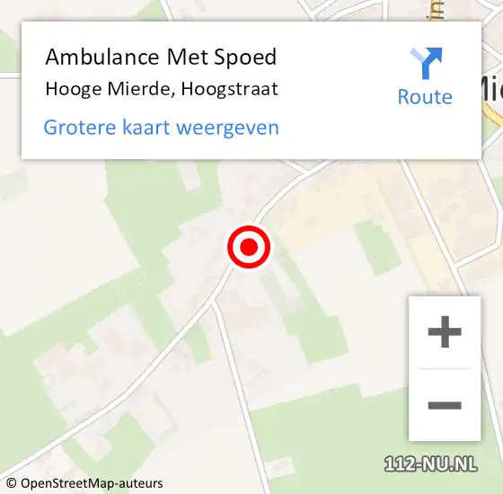 Locatie op kaart van de 112 melding: Ambulance Met Spoed Naar Hooge Mierde, Hoogstraat op 10 juli 2015 01:11