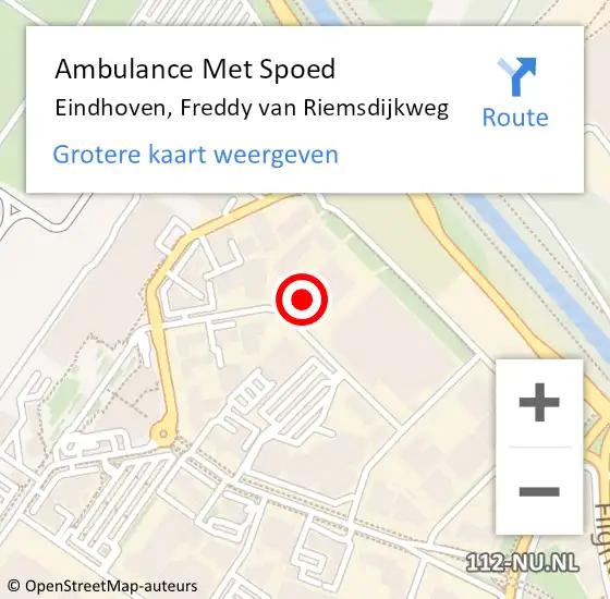 Locatie op kaart van de 112 melding: Ambulance Met Spoed Naar Eindhoven, Freddy van Riemsdijkweg op 10 juli 2015 13:04