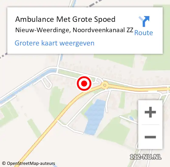 Locatie op kaart van de 112 melding: Ambulance Met Grote Spoed Naar Nieuw-Weerdinge, Noordveenkanaal ZZ op 11 juli 2015 01:20