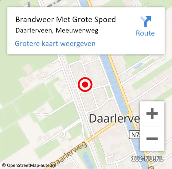 Locatie op kaart van de 112 melding: Brandweer Met Grote Spoed Naar Daarlerveen, Meeuwenweg op 11 juli 2015 11:56