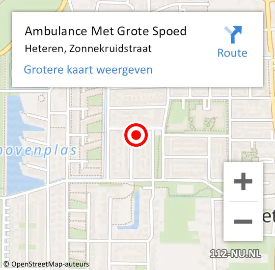 Locatie op kaart van de 112 melding: Ambulance Met Grote Spoed Naar Heteren, Zonnekruidstraat op 11 juli 2015 13:55