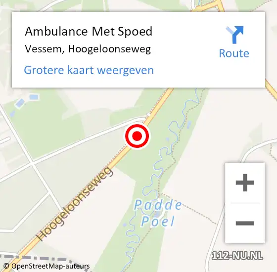 Locatie op kaart van de 112 melding: Ambulance Met Spoed Naar Vessem, Hoogeloonseweg op 11 juli 2015 19:00