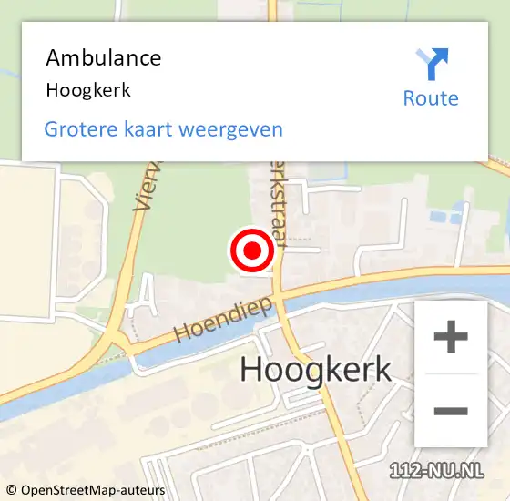 Locatie op kaart van de 112 melding: Ambulance Hoogkerk op 13 november 2013 20:53