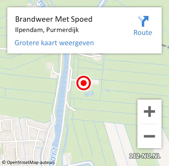 Locatie op kaart van de 112 melding: Brandweer Met Spoed Naar Ilpendam, Purmerdijk op 12 juli 2015 09:26