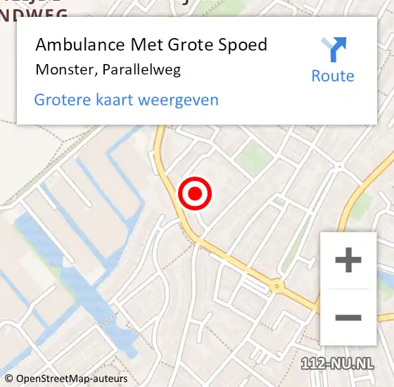 Locatie op kaart van de 112 melding: Ambulance Met Grote Spoed Naar Monster, Parallelweg op 12 juli 2015 11:51
