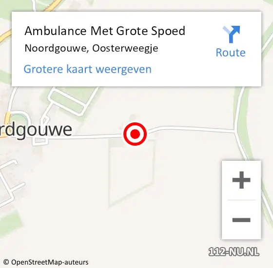 Locatie op kaart van de 112 melding: Ambulance Met Grote Spoed Naar Noordgouwe, Oosterweegje op 12 juli 2015 13:56