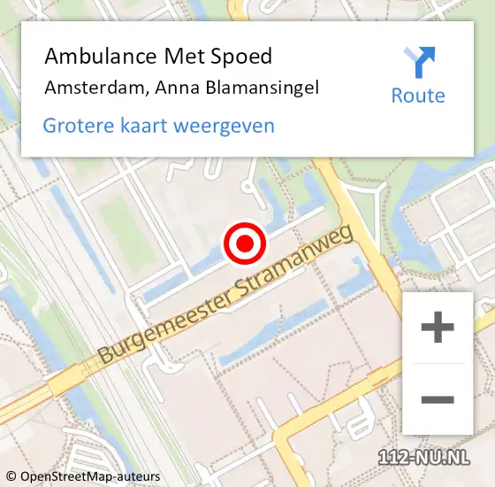 Locatie op kaart van de 112 melding: Ambulance Met Spoed Naar Amsterdam, Anna Blamansingel op 12 juli 2015 14:17