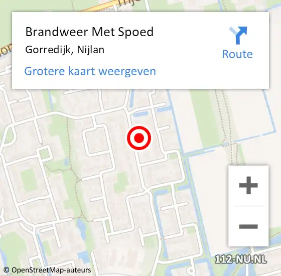 Locatie op kaart van de 112 melding: Brandweer Met Spoed Naar Gorredijk, Nijlan op 12 juli 2015 15:39