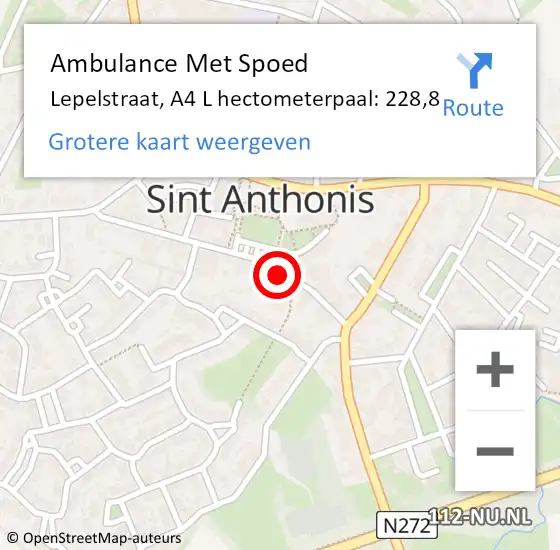 Locatie op kaart van de 112 melding: Ambulance Met Spoed Naar Lepelstraat, A4 L hectometerpaal: 228,8 op 13 juli 2015 17:30