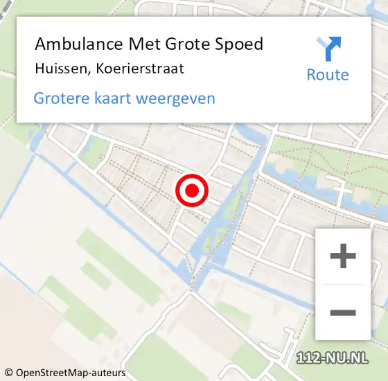 Locatie op kaart van de 112 melding: Ambulance Met Grote Spoed Naar Huissen, Koerierstraat op 13 juli 2015 18:07