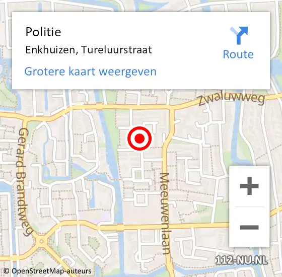 Locatie op kaart van de 112 melding: Politie Enkhuizen, Tureluurstraat op 13 juli 2015 18:49