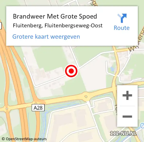 Locatie op kaart van de 112 melding: Brandweer Met Grote Spoed Naar Fluitenberg, Fluitenbergseweg-Oost op 13 juli 2015 19:13