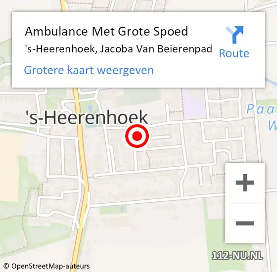 Locatie op kaart van de 112 melding: Ambulance Met Grote Spoed Naar 's-Heerenhoek, Jacoba Van Beierenpad op 14 november 2013 05:30