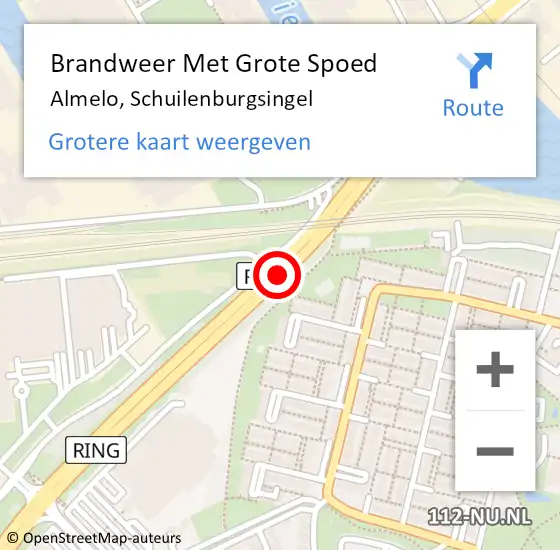 Locatie op kaart van de 112 melding: Brandweer Met Grote Spoed Naar Almelo, Schuilenburgsingel op 14 november 2013 07:43