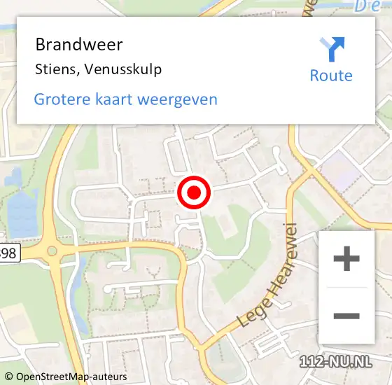 Locatie op kaart van de 112 melding: Brandweer Stiens, Venusskulp op 14 juli 2015 12:42