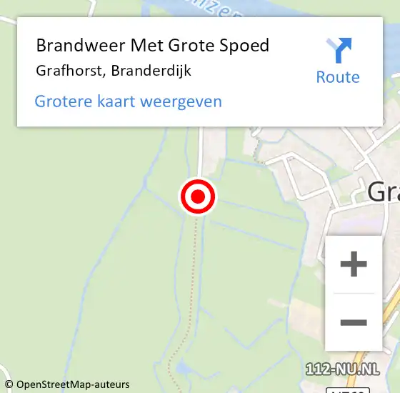Locatie op kaart van de 112 melding: Brandweer Met Grote Spoed Naar Grafhorst, Branderdijk op 14 juli 2015 15:25