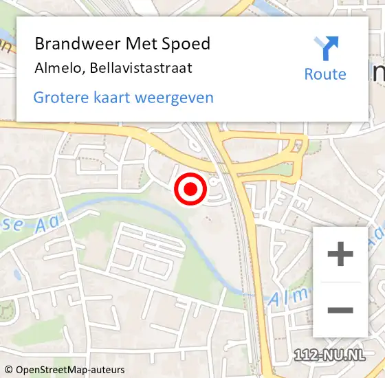 Locatie op kaart van de 112 melding: Brandweer Met Spoed Naar Almelo, Bellavistastraat op 14 juli 2015 22:33