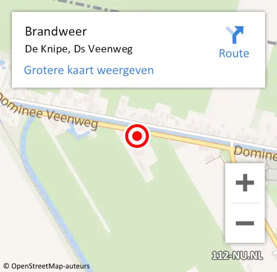 Locatie op kaart van de 112 melding: Brandweer De Knipe, Ds Veenweg op 15 juli 2015 02:29