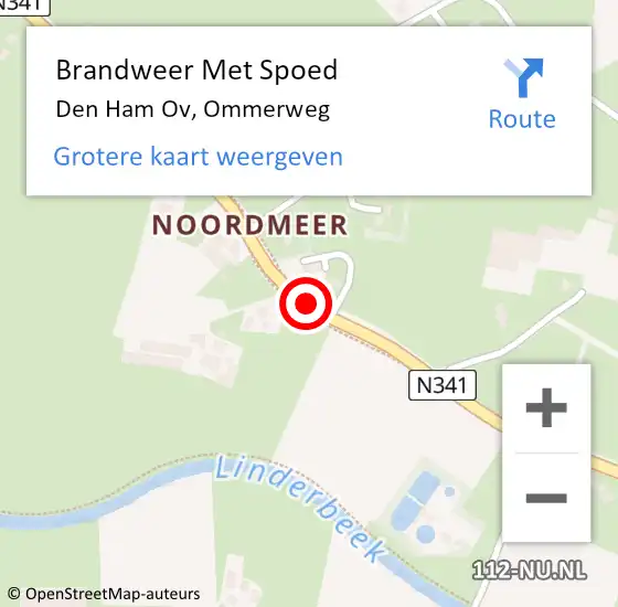 Locatie op kaart van de 112 melding: Brandweer Met Spoed Naar Den Ham Ov, Ommerweg op 15 juli 2015 07:03
