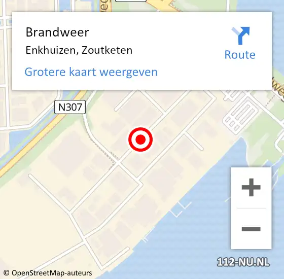 Locatie op kaart van de 112 melding: Brandweer Enkhuizen, Zoutketen op 15 juli 2015 10:38