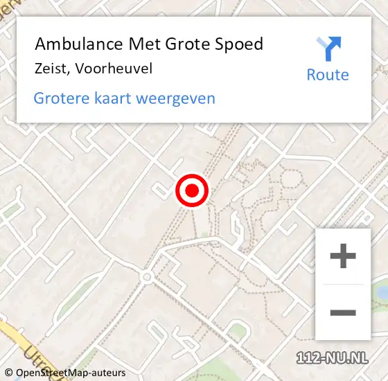Locatie op kaart van de 112 melding: Ambulance Met Grote Spoed Naar Zeist, Voorheuvel op 15 juli 2015 15:16