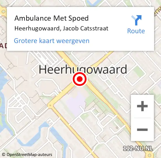 Locatie op kaart van de 112 melding: Ambulance Met Spoed Naar Heerhugowaard, Jacob Catsstraat op 15 juli 2015 17:54