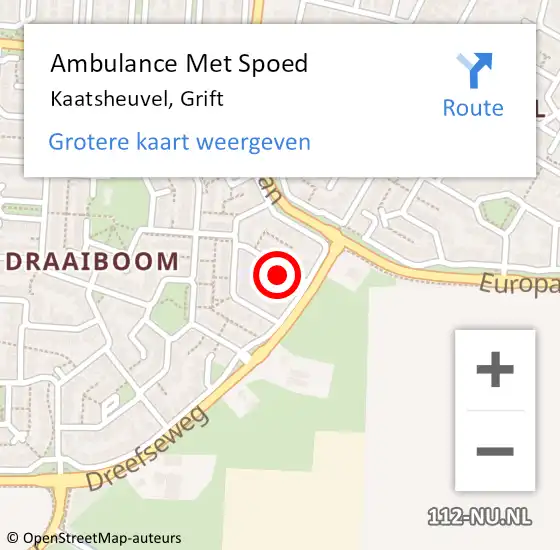Locatie op kaart van de 112 melding: Ambulance Met Spoed Naar Kaatsheuvel, Grift op 16 juli 2015 03:22