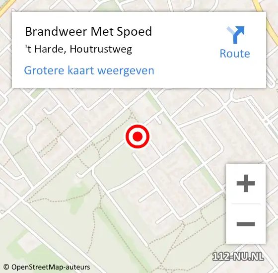 Locatie op kaart van de 112 melding: Brandweer Met Spoed Naar 't Harde, Houtrustweg op 17 juli 2015 13:50
