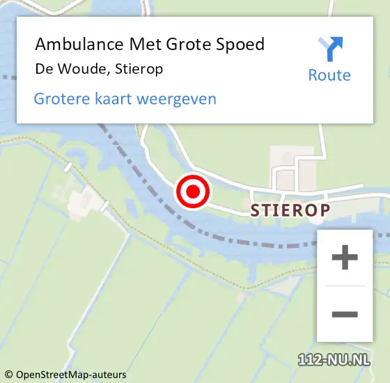 Locatie op kaart van de 112 melding: Ambulance Met Grote Spoed Naar De Woude, Stierop op 17 juli 2015 21:11