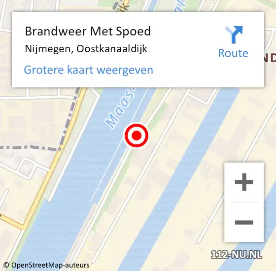 Locatie op kaart van de 112 melding: Brandweer Met Spoed Naar Nijmegen, Oostkanaaldijk op 17 juli 2015 22:07