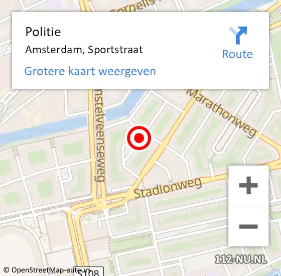 Locatie op kaart van de 112 melding: Politie Amsterdam, Sportstraat op 18 juli 2015 10:40