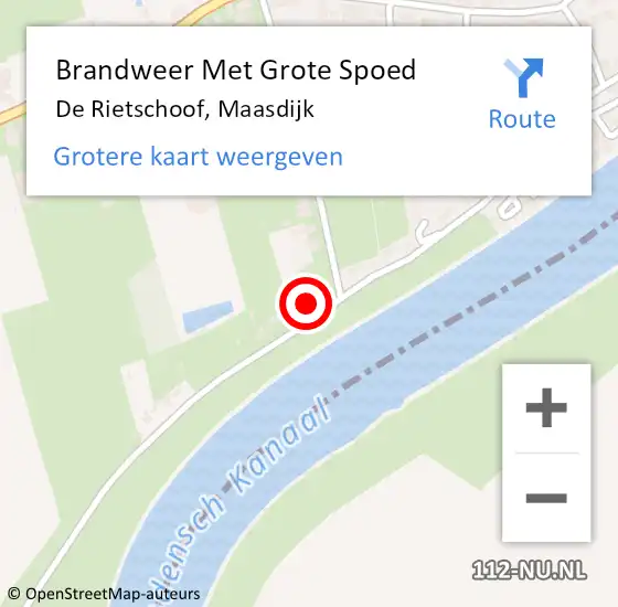 Locatie op kaart van de 112 melding: Brandweer Met Grote Spoed Naar De Rietschoof, Maasdijk op 18 juli 2015 13:55