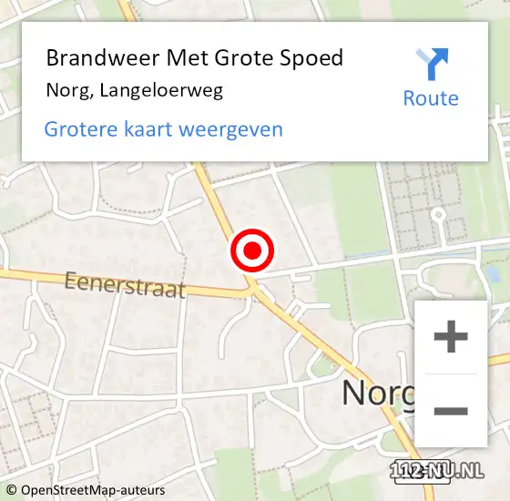 Locatie op kaart van de 112 melding: Brandweer Met Grote Spoed Naar Norg, Langeloerweg op 18 juli 2015 16:13