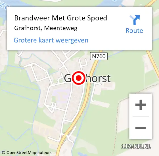 Locatie op kaart van de 112 melding: Brandweer Met Grote Spoed Naar Grafhorst, Meenteweg op 18 juli 2015 22:39