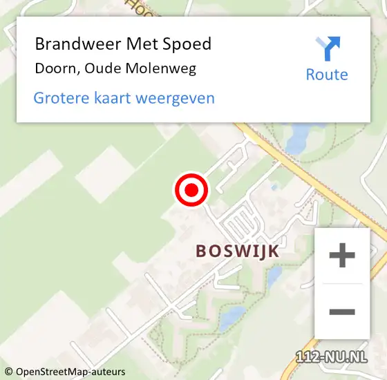 Locatie op kaart van de 112 melding: Brandweer Met Spoed Naar Doorn, Oude Molenweg op 19 juli 2015 01:52