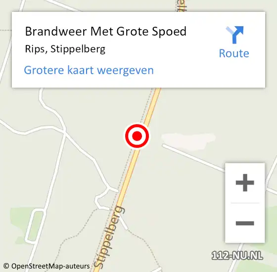 Locatie op kaart van de 112 melding: Brandweer Met Grote Spoed Naar Rips, Stippelberg op 19 juli 2015 02:23